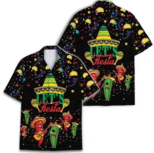 Let's Fiesta Cinco De Mayo Hawaiian Shirt, 5th of May Mexico Party Outfit, Cactus Sombrero Graphic Fiesta  Cinco De Mayo Aloha Shirt for Adults and Youth