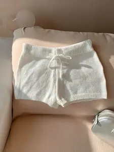 American Plain Adjustable Drawstring Soft Knit Shorts, Vintage Minimalist Style, Loose Fit Casual Design, Perfect for Women's Summer Dates, Travel, Daily Wear