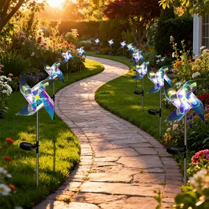 Yard Garden Wind Spinners with Solar Lights 2 Outdoor Wind Spinners Lawn Yard Art Garden Decor Enhance Your Outdoor Space with Unique Functional Decor