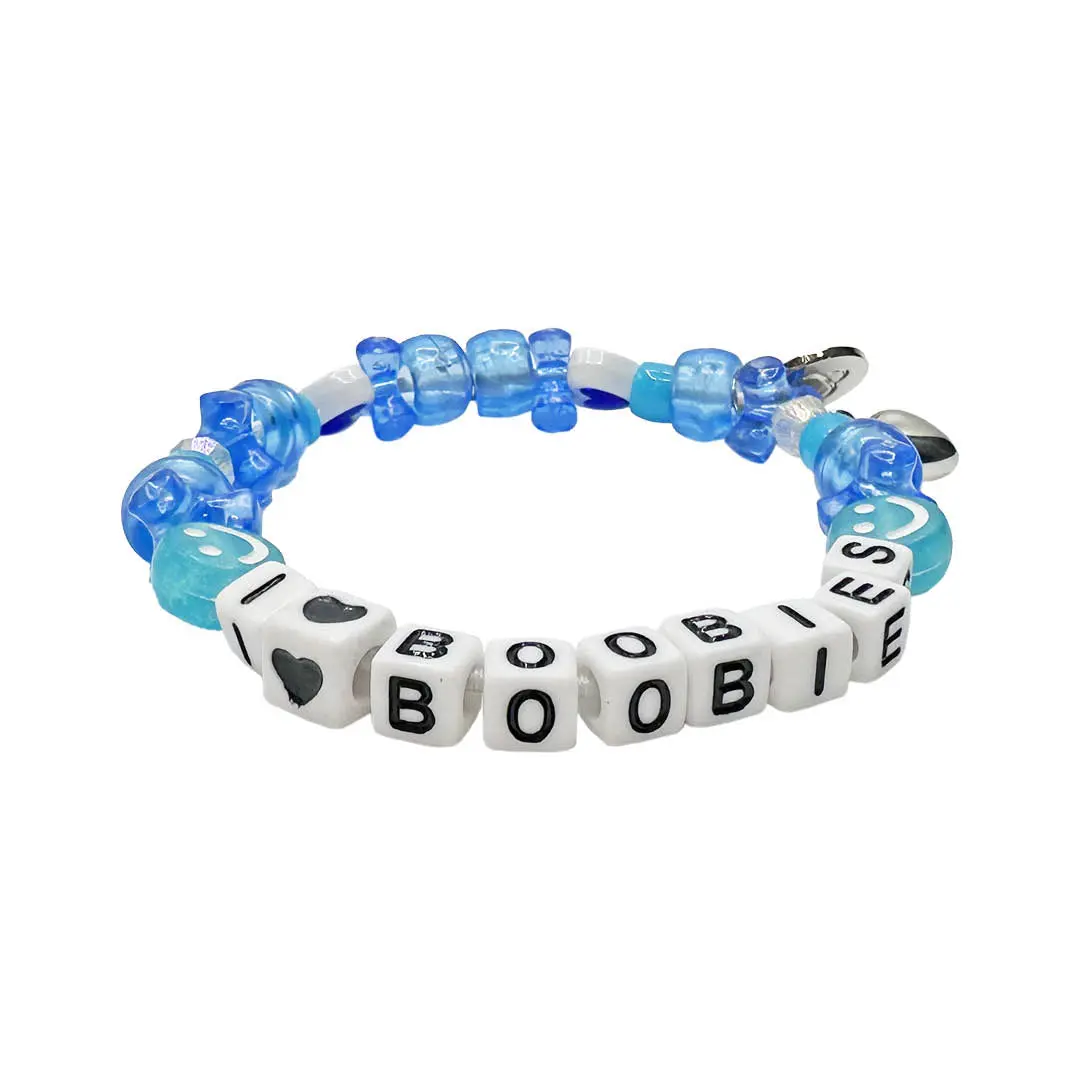 i love boobies! Kandi Bracelet - Sky Blue
