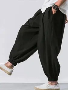 Comfortable Black Pants for Men Loose Fit with Elastic Waistband Ideal for Casual Wear and Everyday Use Versatile Styling and Perfect for Layering
