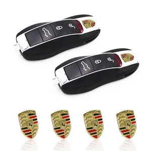 12mm Car Remote Key Logo Stickers for Porsche 911 Cayenne Macan Panamera, Universal Waterproof Metal Decals, Car Accessories