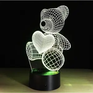 3D Teddy Bear Lamp - White 3D Printed Design with Black Base