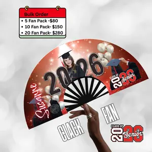 Custom Graduation Clack Fan (Bulk) 25×13 – Personalized Photo Fan for Grad Party & Class of 2026- Predesigned