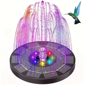 Solar Powered Water Fountain, Outdoor Solar Bird Bath Fountain with 7 Nozzles & 4 Fixings, Garden Decoration Supplies for Bird Bath & Fish Tank, Waterfall, Decorative, Light, Design, Modern, Solar Fountain Pump
