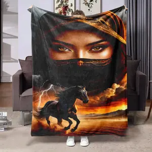 1pc Flannel Digital Print Blanket, Air Conditioning Blanket, Nap Blanket, Car/camping Blanket, Multifunctional Blanket