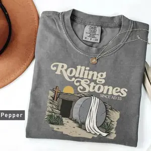 Comfort Colors Rolling Stones T-Shirt, Easter Clothes, Jesus Apparel, Catholic Shirt For Kids, Gift For Christian Woman, Faith-Based Tee