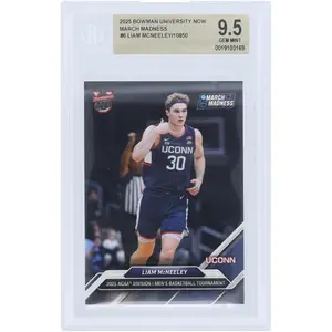 Liam McNeeley University of Connecticut 2025 Bowman University Now March Madness #6 BGS Authenticated 9.5 Card