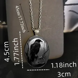 This Gothic-style crow pendant necklace features a unique oval cabochon-shaped crow design. It exudes a strong punk vibe, making it both fashionable and eye-catching. As an exquisite piece of jewelry, it is an excellent choice for gifting to friends. marl
