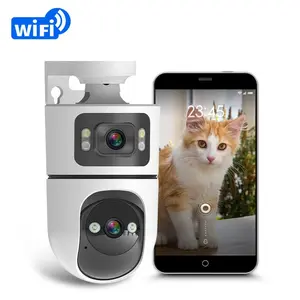 Indoor Security WiFi Camera, Dual-Lens 360° Ptz Baby Monitor & Pet Cam, Motion Tracking, 2-Way Audio, Night Vision, Cloud Storage, Nursery