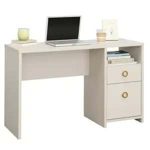 Sauder Grand Coast Desk - Modern Minimalist Design with Storage Drawers & Open Shelf for Home Office or Compact Spaces