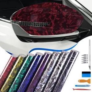 Forged Carbon Fiber Vinyl Wrap, High Gloss Car Wrap Vinyl Roll, Auto DIY Decal Film Sheet with Air Release Technology, Self-Adhesive Car Wrapping 1ft x 5ft - With Wrap Tools