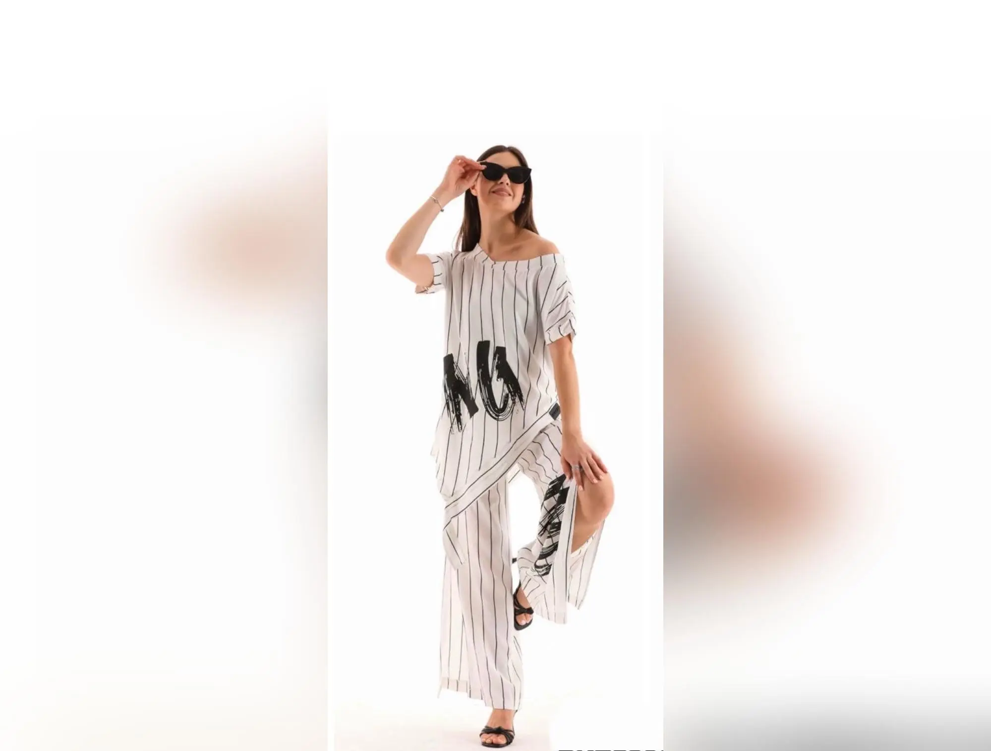 Bukezy 2 pcs Palazzo Pants Suit