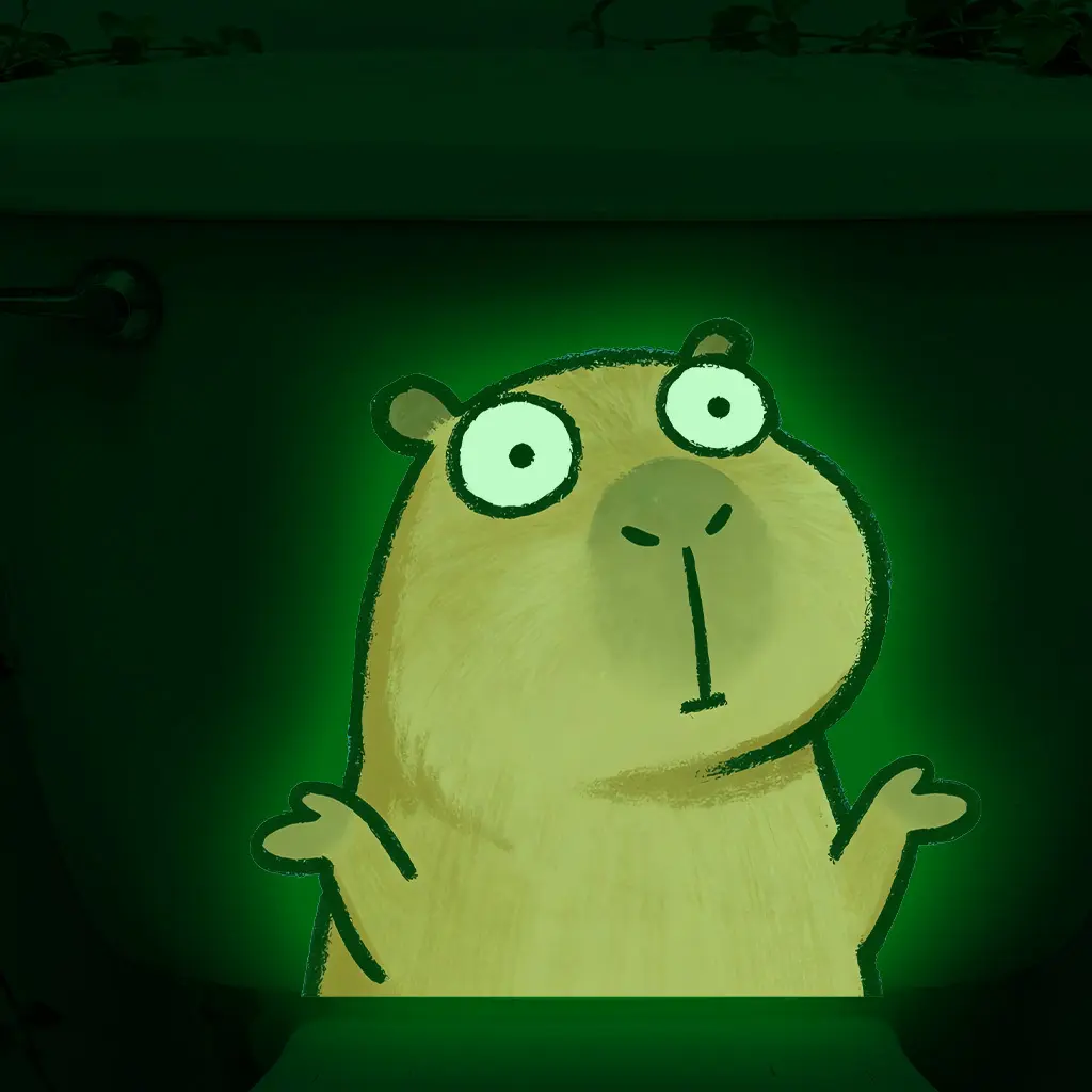 1pc Adorable and cute capybara cartoon decorative green luminous stickers, fun hand-drawn style animal element wall stickers, self-adhesive, removable, waterproof stickers, suitable for home decoration, glass decoration, and switch decoration