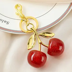 Keychain Cherry Bag Charms Purse，Key Chains Women Cute - Car key Accents for leather handbags，Adorable