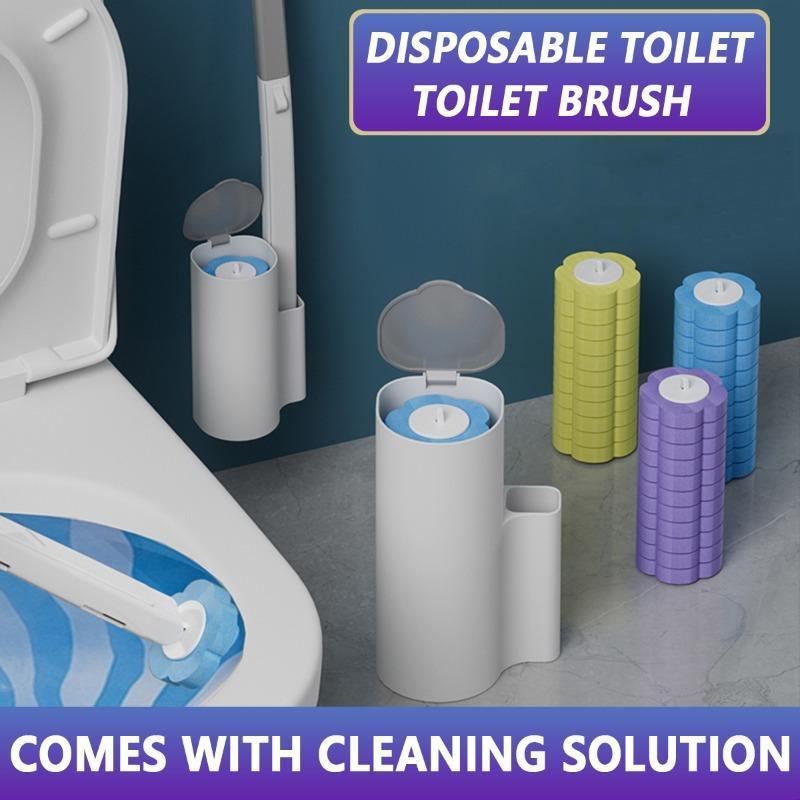 A Set of Disposable Toilet Brushes with Replacement Heads &108/54Replacement Heads and Bases Wall Mounted or Floor Mounted, Convenient for Bathroom Cleaning