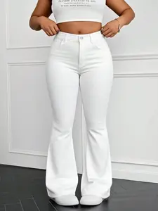 High Waist High Stretch Flare Jeans, Luxury Denim Jeans, Comfortable and Stylish, Perfect for Casual Wear, Women's Fashion