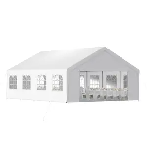 Aoodor 26 x 20 ft Marquee Party Tent with Church Window Sidewalls, Waterproof Pavillion Tent, Outdoor Event Tent, Wedding Party Tent - White