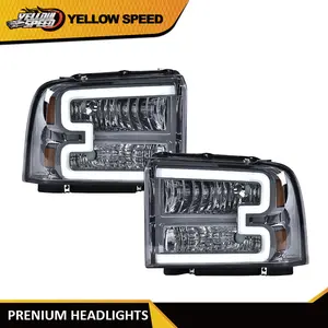 LED Tube Smoked Headlight Lamps Fit For Ford F250 F350 F450 Super Duty 2005-2007