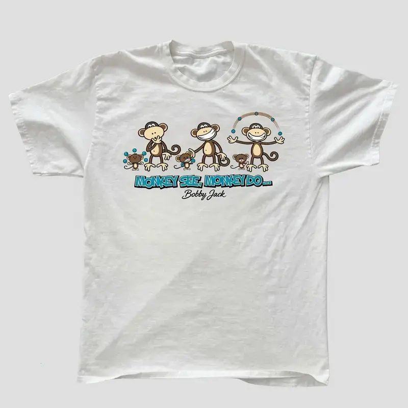 Bobby Jack Monkey Graphic Tee, Retro 2000s Fashion, Vintage Y2K Streetwear Cotton Top Womenswear