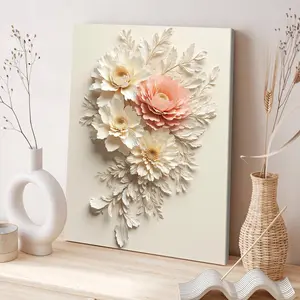 Wooden Framed Canvas Painting, Elegant Flower Arrangement Ambiance Poster, Modern Art, Artistic, Fashion Decoration, Living Room Bedroom Decoration, Office Mural, Ornaments, Wooden Wall Art, Flower Leaf Print