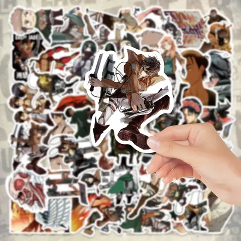 50pcs Attack on Titan Anime Stickers Pack, Waterproof Anime Design Eren & Levi Ackerman Decals for Laptop, Water Bottle, Notebook & Skateboard, Anime Fan Gift, Fun Stickers, Stickers Kit, Scrapbook Accessories, Scrapbooking Accessory