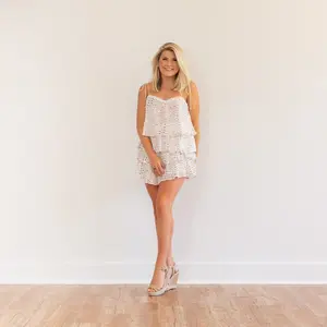 White Sequin Chiffon Shorts