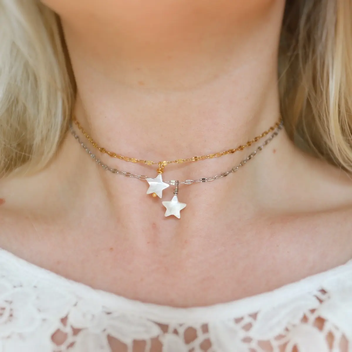 Shell Star Chain Choker Necklace Shell Star Chain Choker Necklace