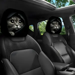 2pcs 11x10.2 inch Adorable Peeking Kitten Pattern Car headrest covers,Universal,easy to install,and durable car interior seat accessories.Suitable for daily commutes and travel,these are ideal gifts for car enthusiasts and as holiday presents,0112LYY