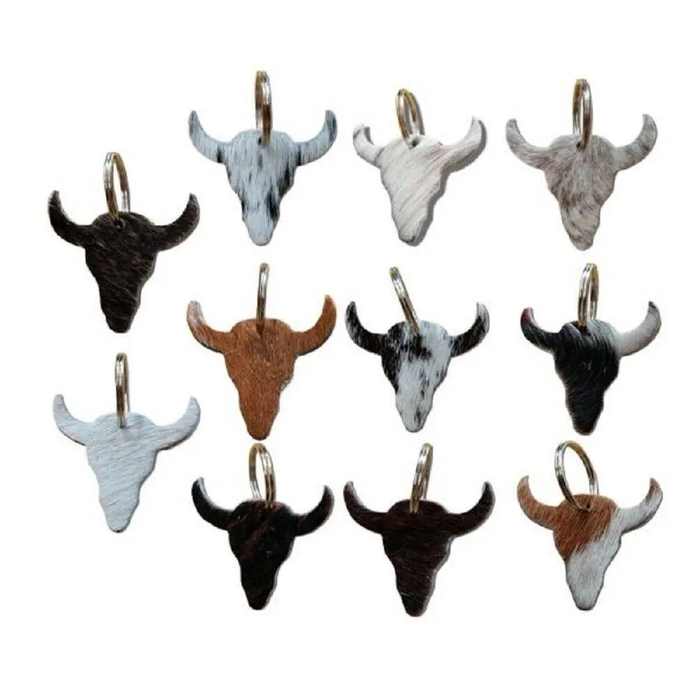 Steer Head Hair On Cowhide Keychain Steer Head Hair On Cowhide Keychain