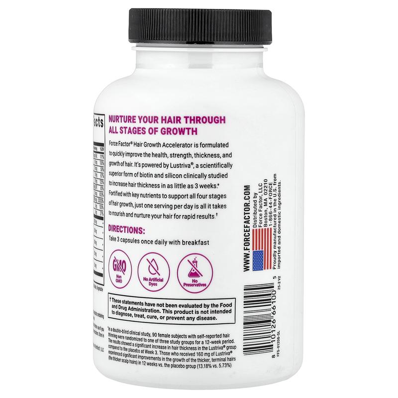 Force Factor Hair Growth Accelerator With Lustriva®, 90 Vegetable Capsules