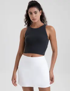 Colorfulkoala Dreamlux Womens Padded Sports Bra High Neck U-Back Yoga Running Workout Athletic Tank Top with Removable Cups