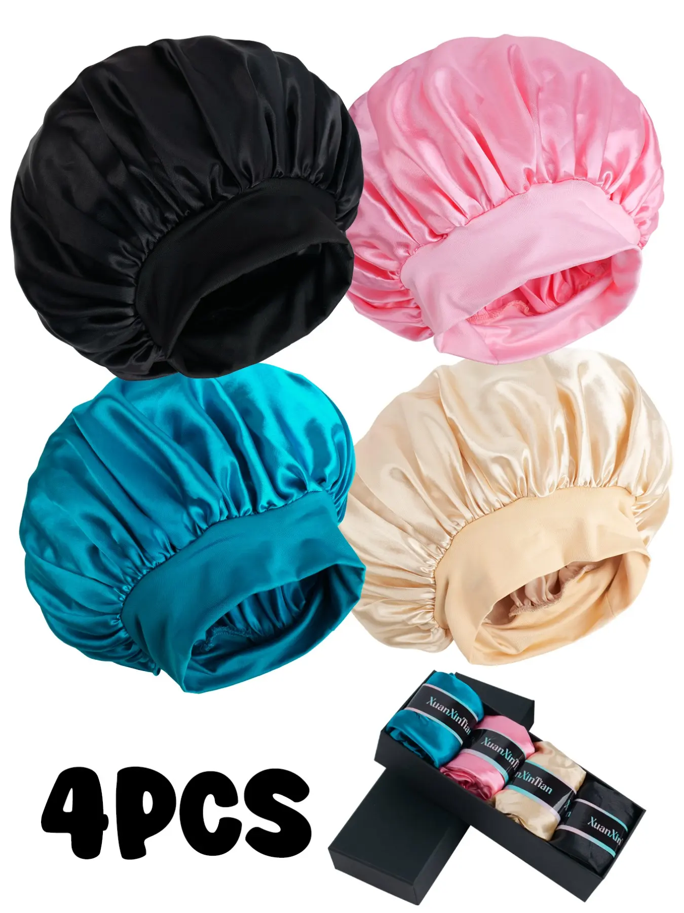 Women's Soft Sleep Caps Sleep Bonnets Gift Box Set, Elastic Band, Suitable for Curly Hair, Birthday & Holiday Gifts, Comfortable Fashion Design, Hair Care Cap, Sleeping Bonnet
