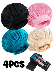 Women's Soft Sleep Caps Sleep Bonnets Gift Box Set, Elastic Band, Suitable for Curly Hair, Birthday & Holiday Gifts, Comfortable Fashion Design