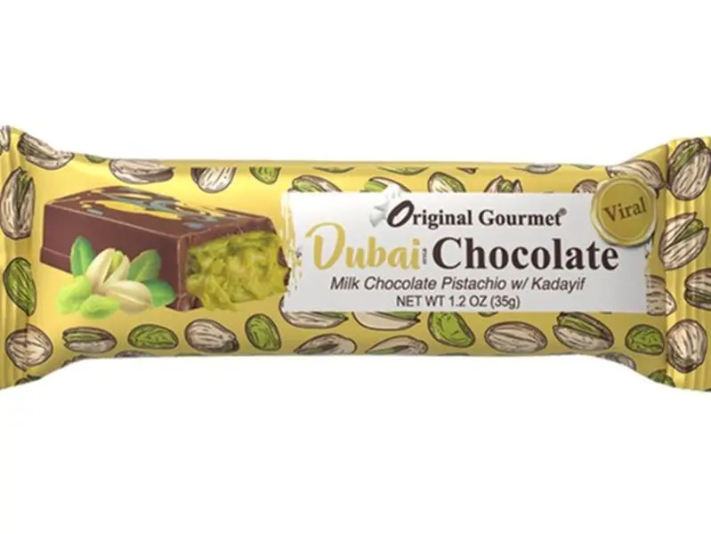 35g Dubai Chocolate  GOLD Bar - Milk  Chocolate w/ Kadayif & Pistachio