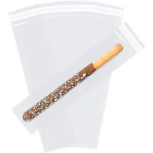 - 200 count -2" x 10" Pretzel Rod Bags-Self Adhesive Small Cellophane  Bags,Pretzels Individual Bags for Bakery, Candies, Cookies, Gifts