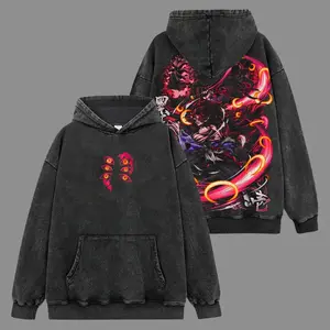 [Demon Slayer] Kokushibo Graphic Shirt V4 Premium 100% Acid Wash Hoodie-Shirt, DemonSlayer Fans, Anime Graphic Shirt, Streetwear Unisex Oversize Gift for Anime Lovers Oversized