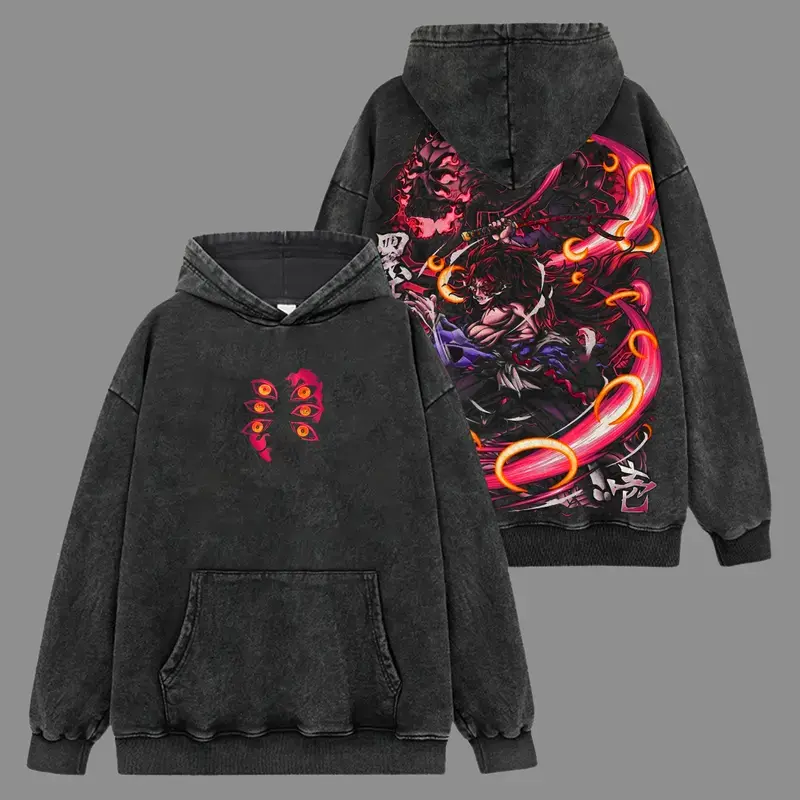 [Demon Slayer] Kokushibo Graphic Shirt V4 Premium 100% Acid Wash Hoodie-Shirt, DemonSlayer Fans, Anime Graphic Shirt, Streetwear Unisex Oversize Gift for Anime Lovers Oversized