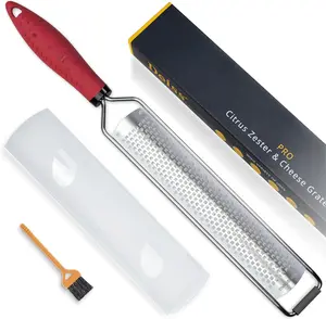 PRO Citrus Zester & Manual Cheese Grater - Parmesan, Lemon, Ginger, Garlic, Nutmeg,  -  Stainless Steel  - Dishwasher Safe