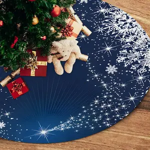 JOOCAR Winter Blue Snowflakes Christmas Tree Skirt Home Christmas Decoration Large Round Tree Skirt 48 Inches