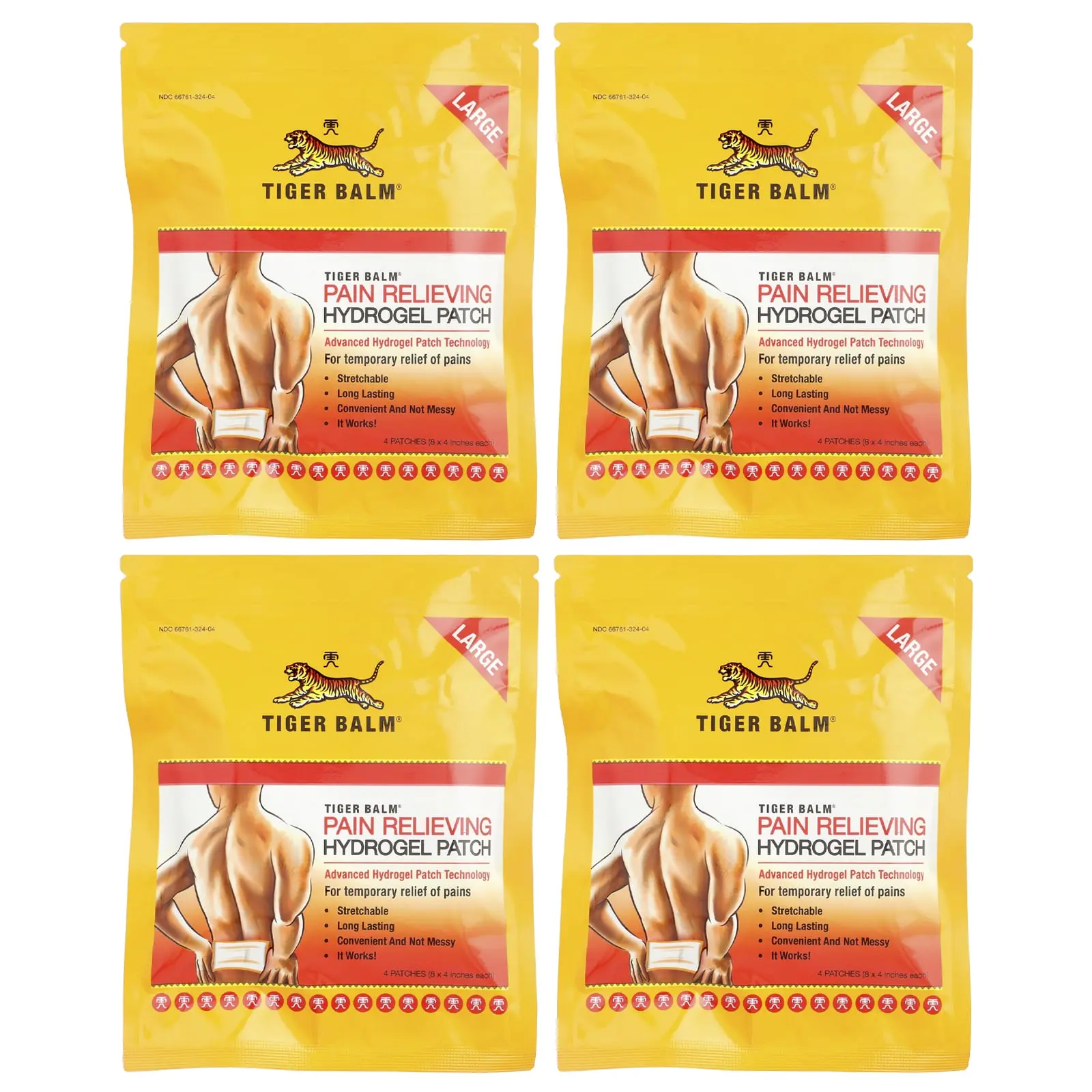 Tiger Balm Pain Relieving Hydrogel Patch, Large, 4 Patches | HSA/FSA Eligible