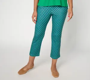 Joan Rivers Regular Gingham or Solid Kick Flare Ponte Pants