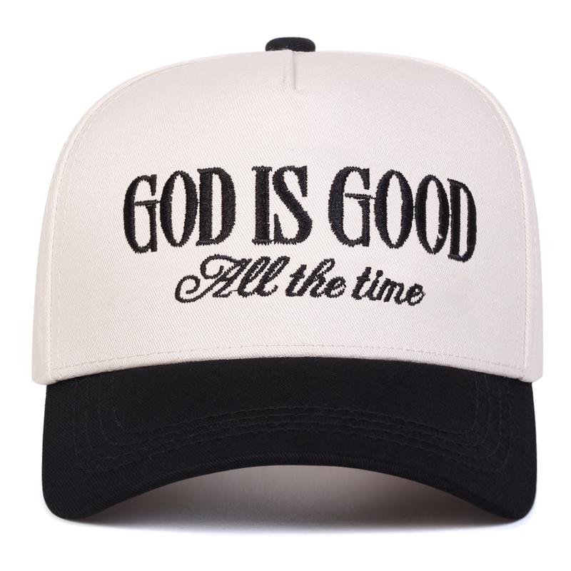 Unisex GOD IS GOOD Letter Embroidered Patchwork Five-sided Baseball Cap Outdoor Adjustable Sunscreen Leisure Hat Spring Autumn Travel Tourism Beach Vacation