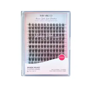 [RUBY VIBE CO] FoxEye Flare Clusters AS003 Dramatic Spiked Faux Mink Lash Clusters, 144 Pieces for Anime Fox-Eye Looks,
