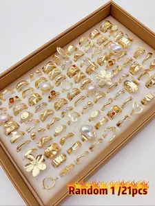 Elegant Vintage Ring Set for Women, Floral & Faux Pearl Design, Perfect for Daily Wear, Parties, Weddings, Autumn Winter Jewelry Series