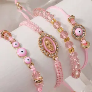 4pcs/Bracelet Virgin Mary , Braided Bracelet Adjustable Women Bracelet