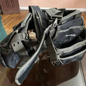 MELOTOUGH Camo Tool Belt with Suspenders Heavy Duty Carpenter Suspension Rig for Electrician Kahki Camo 5 Piece Framer Combo System 1680D Ballistic Fabric 22 Pockets Tool Pouch Bag
