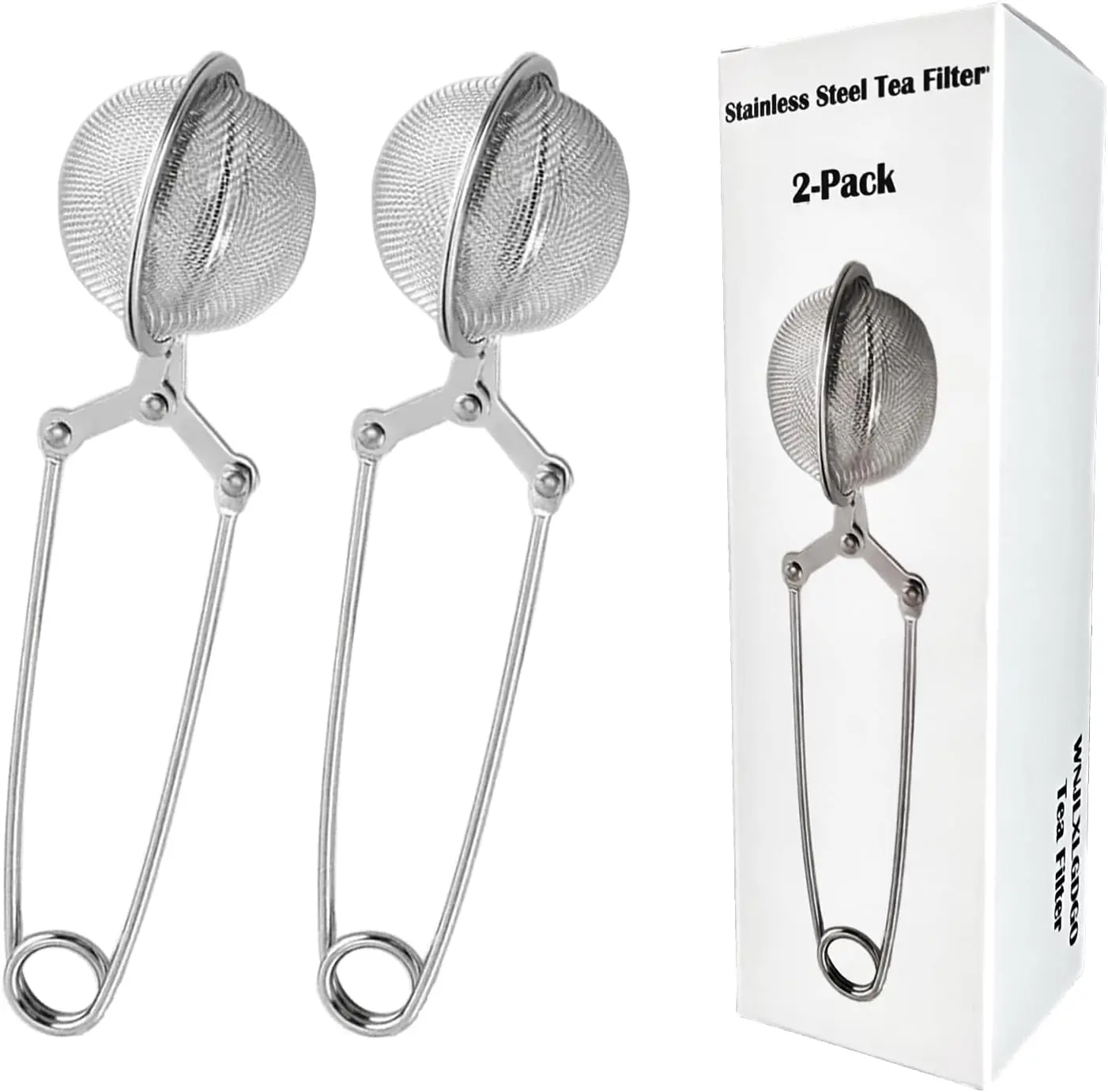 2-Pack Tea Ball Infusers, Stainless Steel Fine Mesh Tea Strainer with Long Handle for Loose Leaf Tea, Brewing, Steeping, Herbs, Spices & Seasonings