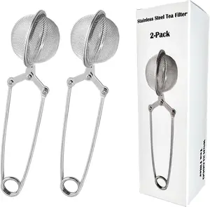 2-Pack Tea Ball Infusers, Stainless Steel Fine Mesh Tea Strainer with Long Handle for Loose Leaf Tea, Brewing, Steeping, Herbs, Spices & Seasonings