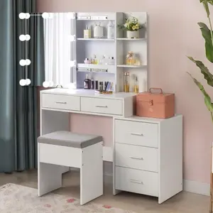 Brand new 5 Drawers Vanity Desk Set with Large LED Lighted Mirror for Bedroom Makeup Dress